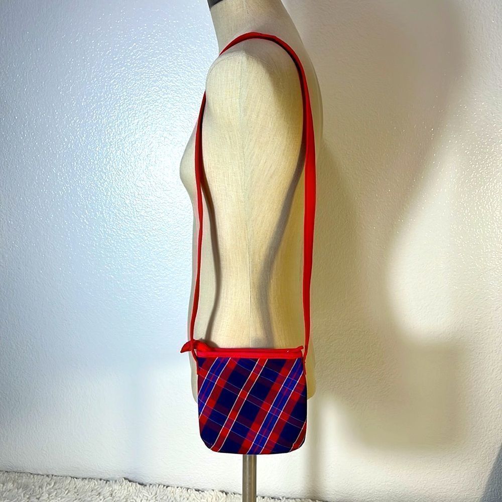 Tommy Hilfiger Red Blue Plaid Crossbody Purse Shoulder Bag Small - Picture 3 of 12